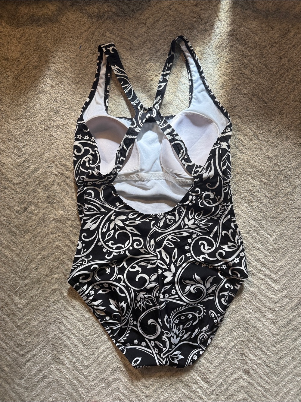 Speedo Black and White Floral One-Piece Swimsuit - Picture 2 of 5